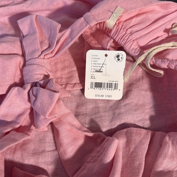 Free People Pink Orchid Cotton Linen Tie Back Tube Top Size XL NWT - Picture 4 of 7